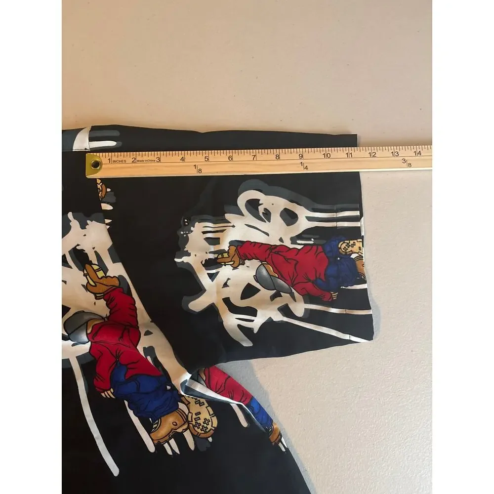 Up Ro's Button Down‎ Shirt Mens Large Black Graffiti Character Streetwear Top